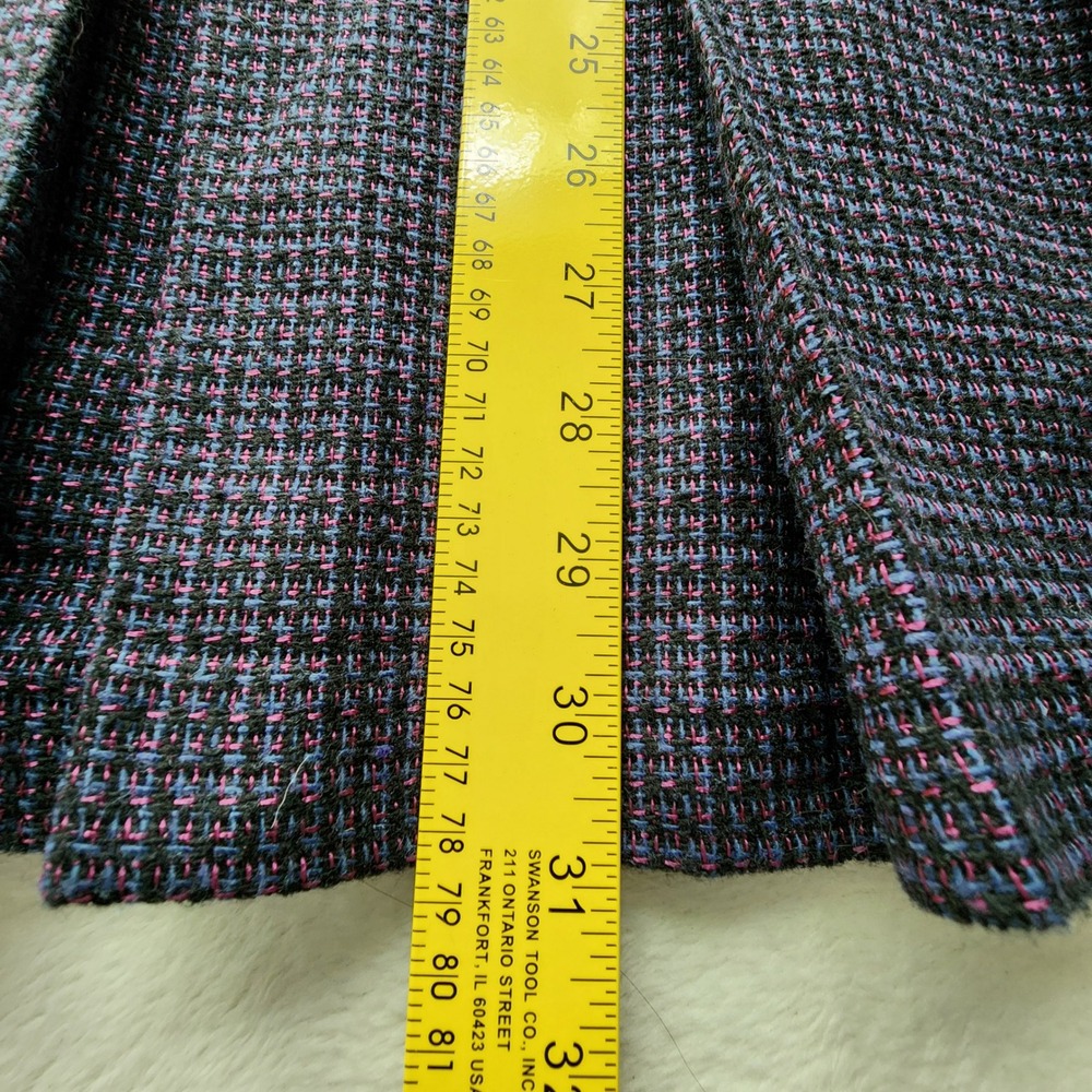 Vintage 70s Tweed Pleated Midi Skirt Womens 5 / 6 Purple Plaid Wool Blend Twee - Picture 9 of 15